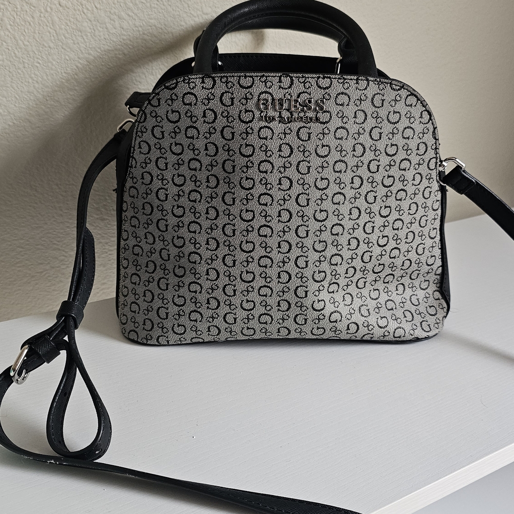 Guess Monogram Black and Gray Crossbody Bag